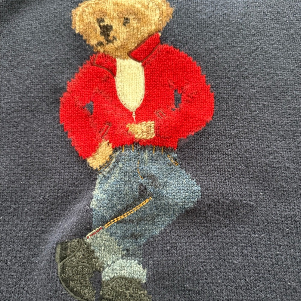 Ralph Lauren Navy Sweater with Red Jacket Bear